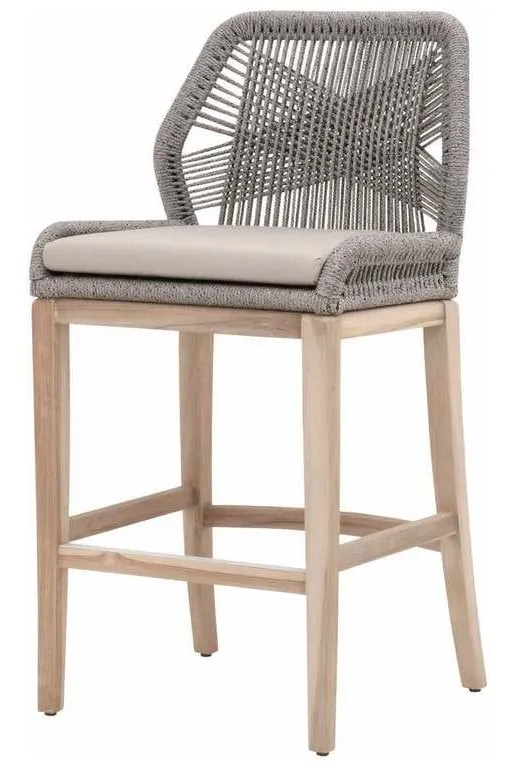 Essentials for Living 6808BS.PLA-R/SG/GT Loom Outdoor Barstool in Platinum Rope Performance Smoke Gray Gray Teak Essentials for Living 6808BS.PLA-R/SG/GT Loom Outdoor Barstool in Platinum Rope Performance Smoke Gray Gray Teak