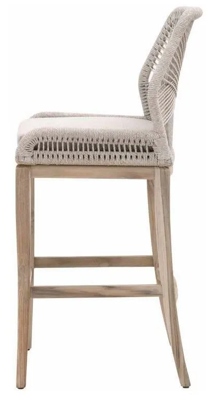 Essentials for Living 6808BS.WTA/PUM/GT Loom Outdoor Barstool in Taupe and White Flat Rope Performance Pumice Gray Teak Essentials for Living 6808BS.WTA/PUM/GT Loom Outdoor Barstool in Taupe and White Flat Rope Performance Pumice Gray Teak