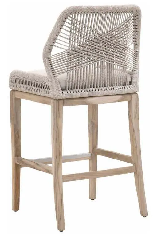 Essentials for Living 6808BS.WTA/PUM/GT Loom Outdoor Barstool in Taupe and White Flat Rope Performance Pumice Gray Teak Essentials for Living 6808BS.WTA/PUM/GT Loom Outdoor Barstool in Taupe and White Flat Rope Performance Pumice Gray Teak