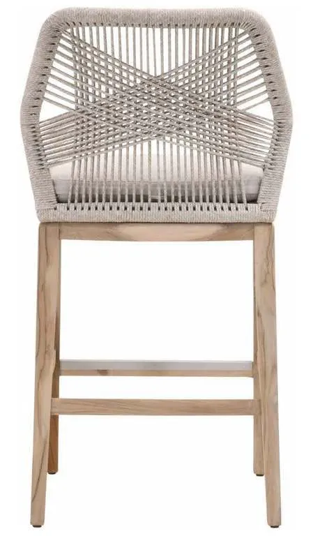 Essentials for Living 6808BS.WTA/PUM/GT Loom Outdoor Barstool in Taupe and White Flat Rope Performance Pumice Gray Teak Essentials for Living 6808BS.WTA/PUM/GT Loom Outdoor Barstool in Taupe and White Flat Rope Performance Pumice Gray Teak