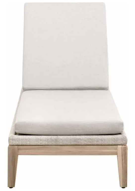 Essentials for Living 6823.WTA/PUM/GT Loom Outdoor Chaise Lounge in Taupe and White Flat Rope Performance Pumice Gray Teak Essentials for Living 6823.WTA/PUM/GT Loom Outdoor Chaise Lounge in Taupe and White Flat Rope Performance Pumice Gray Teak
