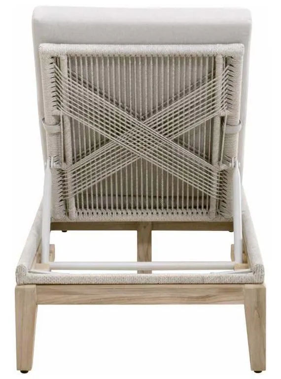Essentials for Living 6823.WTA/PUM/GT Loom Outdoor Chaise Lounge in Taupe and White Flat Rope Performance Pumice Gray Teak Essentials for Living 6823.WTA/PUM/GT Loom Outdoor Chaise Lounge in Taupe and White Flat Rope Performance Pumice Gray Teak