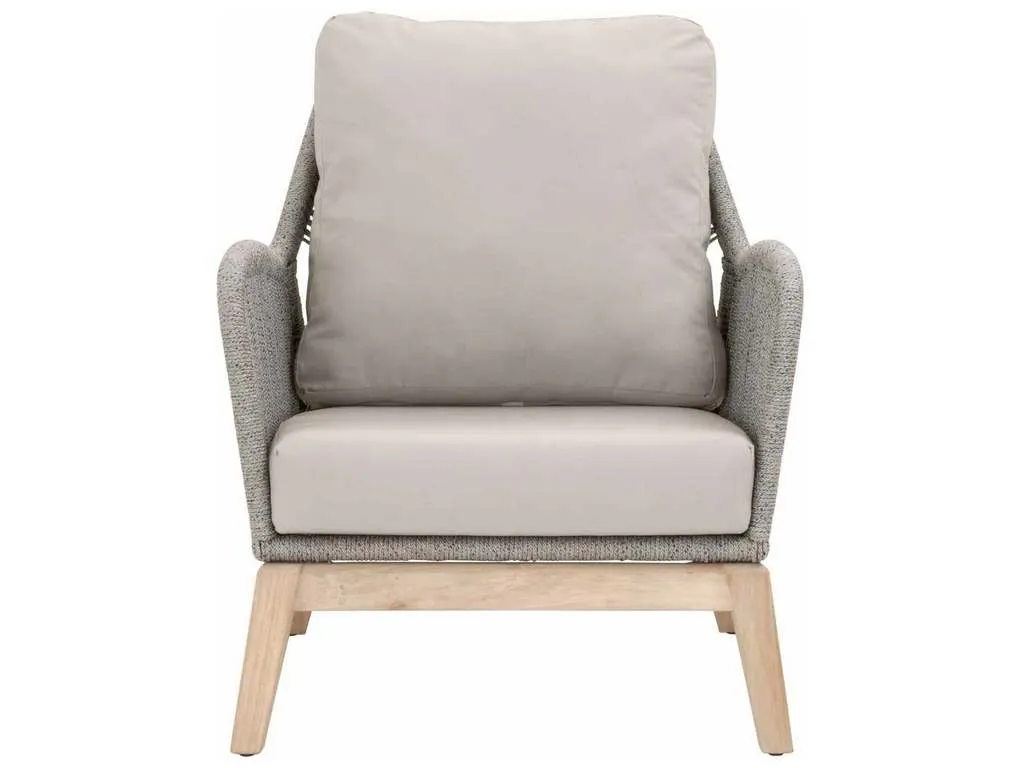 Essentials for Living 6817.PLA-R/SG/GT  Loom Outdoor Club Chair in Platinum Rope Performance Smoke Gray Gray Teak