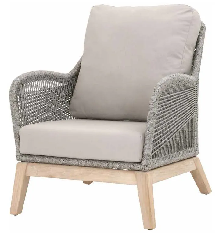 Essentials for Living 6817.PLA-R/SG/GT Loom Outdoor Club Chair in Platinum Rope Performance Smoke Gray Gray Teak Essentials for Living 6817.PLA-R/SG/GT Loom Outdoor Club Chair in Platinum Rope Performance Smoke Gray Gray Teak