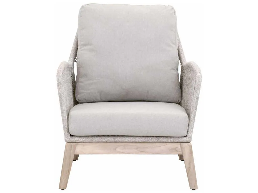 Essentials for Living 6817.WTA/PUM/GT  Loom Outdoor Club Chair in Taupe and White Flat Rope Performance Pumice Gray Teak