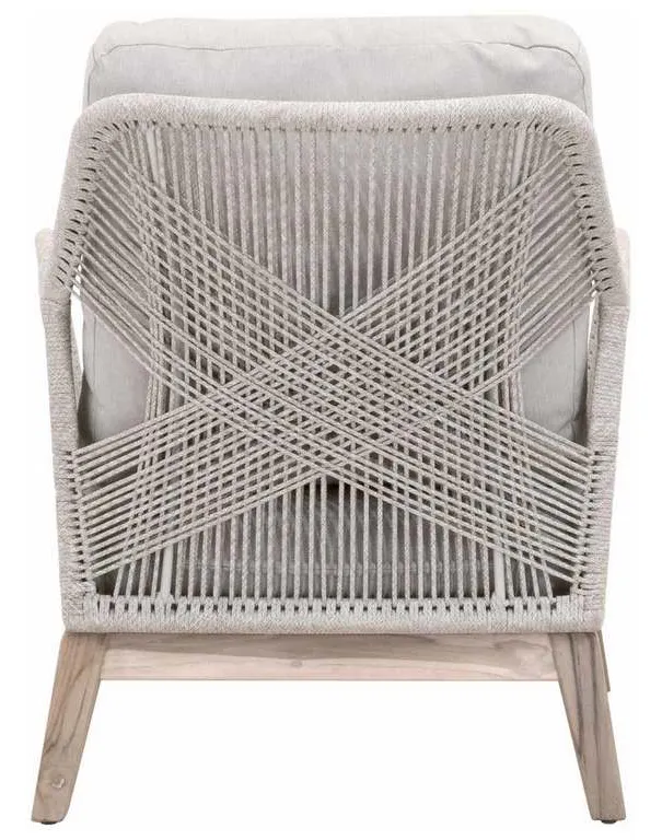 Essentials for Living 6817.WTA/PUM/GT Loom Outdoor Club Chair in Taupe and White Flat Rope Performance Pumice Gray Teak Essentials for Living 6817.WTA/PUM/GT Loom Outdoor Club Chair in Taupe and White Flat Rope Performance Pumice Gray Teak