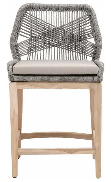 Essentials for Living 6808CS.PLA-R/SG/GT Loom Outdoor Counter Stool in Platinum Rope Performance Smoke Gray Gray Teak Essentials for Living 6808CS.PLA-R/SG/GT Loom Outdoor Counter Stool in Platinum Rope Performance Smoke Gray Gray Teak