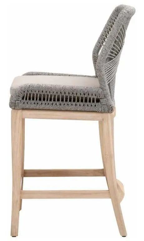 Essentials for Living 6808CS.PLA-R/SG/GT Loom Outdoor Counter Stool in Platinum Rope Performance Smoke Gray Gray Teak Essentials for Living 6808CS.PLA-R/SG/GT Loom Outdoor Counter Stool in Platinum Rope Performance Smoke Gray Gray Teak