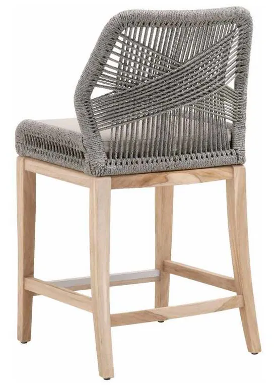 Essentials for Living 6808CS.PLA-R/SG/GT Loom Outdoor Counter Stool in Platinum Rope Performance Smoke Gray Gray Teak Essentials for Living 6808CS.PLA-R/SG/GT Loom Outdoor Counter Stool in Platinum Rope Performance Smoke Gray Gray Teak