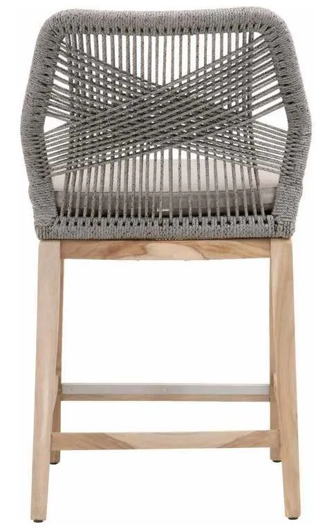 Essentials for Living 6808CS.PLA-R/SG/GT Loom Outdoor Counter Stool in Platinum Rope Performance Smoke Gray Gray Teak Essentials for Living 6808CS.PLA-R/SG/GT Loom Outdoor Counter Stool in Platinum Rope Performance Smoke Gray Gray Teak