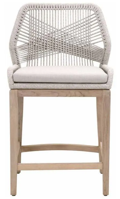 Essentials for Living 6808CS.WTA/PUM/GT Loom Outdoor Counter Stool in Taupe and White Flat Rope Performance Pumice Gray Teak Essentials for Living 6808CS.WTA/PUM/GT Loom Outdoor Counter Stool in Taupe and White Flat Rope Performance Pumice Gray Teak