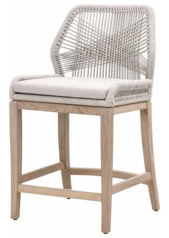 Essentials for Living 6808CS.WTA/PUM/GT Loom Outdoor Counter Stool in Taupe and White Flat Rope Performance Pumice Gray Teak Essentials for Living 6808CS.WTA/PUM/GT Loom Outdoor Counter Stool in Taupe and White Flat Rope Performance Pumice Gray Teak