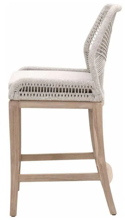 Essentials for Living 6808CS.WTA/PUM/GT Loom Outdoor Counter Stool in Taupe and White Flat Rope Performance Pumice Gray Teak Essentials for Living 6808CS.WTA/PUM/GT Loom Outdoor Counter Stool in Taupe and White Flat Rope Performance Pumice Gray Teak