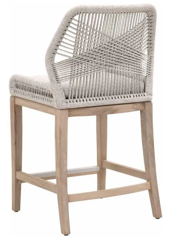 Essentials for Living 6808CS.WTA/PUM/GT Loom Outdoor Counter Stool in Taupe and White Flat Rope Performance Pumice Gray Teak Essentials for Living 6808CS.WTA/PUM/GT Loom Outdoor Counter Stool in Taupe and White Flat Rope Performance Pumice Gray Teak