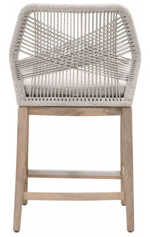 Essentials for Living 6808CS.WTA/PUM/GT Loom Outdoor Counter Stool in Taupe and White Flat Rope Performance Pumice Gray Teak Essentials for Living 6808CS.WTA/PUM/GT Loom Outdoor Counter Stool in Taupe and White Flat Rope Performance Pumice Gray Teak