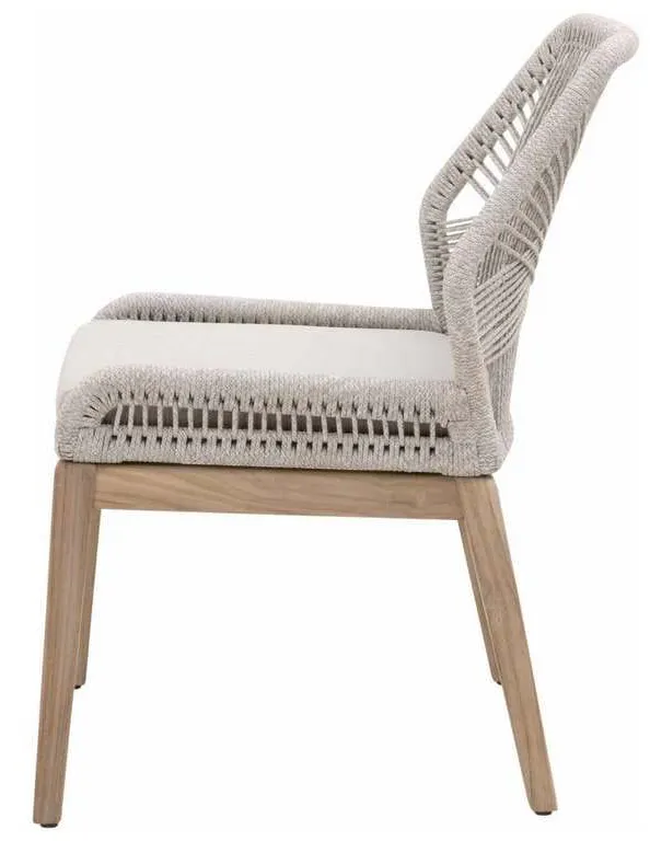 Essentials for Living 6808KD.WTA/PUM/GT Loom Outdoor Dining Chair in Taupe and White Flat Rope Performance Pumice Gray Teak Essentials for Living 6808KD.WTA/PUM/GT Loom Outdoor Dining Chair in Taupe and White Flat Rope Performance Pumice Gray Teak