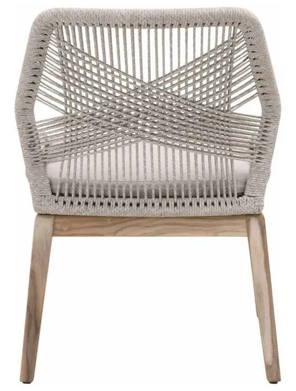 Essentials for Living 6808KD.WTA/PUM/GT Loom Outdoor Dining Chair in Taupe and White Flat Rope Performance Pumice Gray Teak Essentials for Living 6808KD.WTA/PUM/GT Loom Outdoor Dining Chair in Taupe and White Flat Rope Performance Pumice Gray Teak