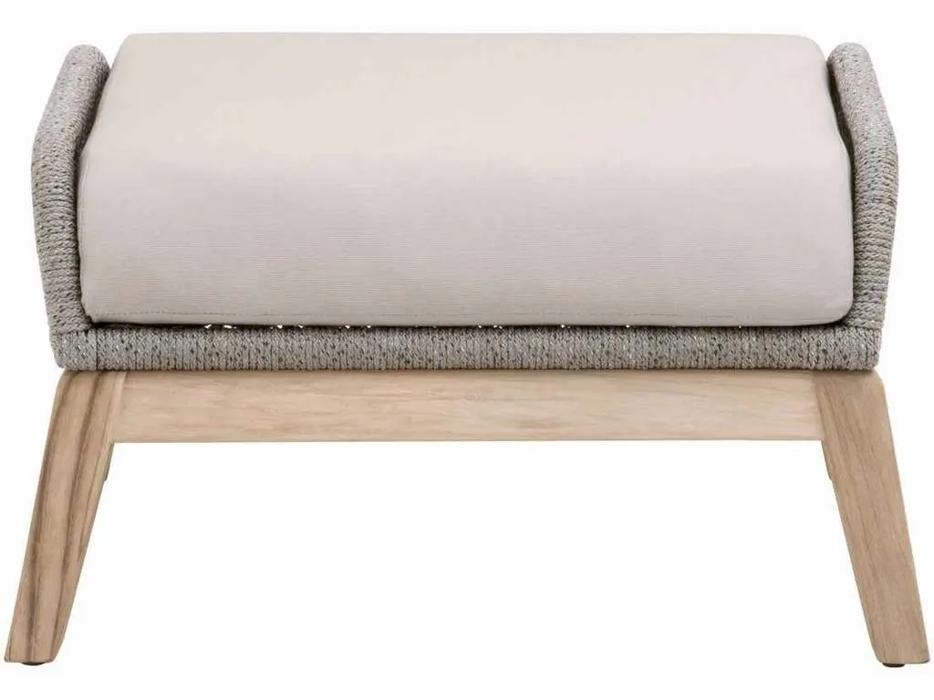 Essentials for Living 6817FS.PLA-R/SG/GT  Loom Outdoor Footstool in Platinum Rope Performance Smoke Gray Gray Teak