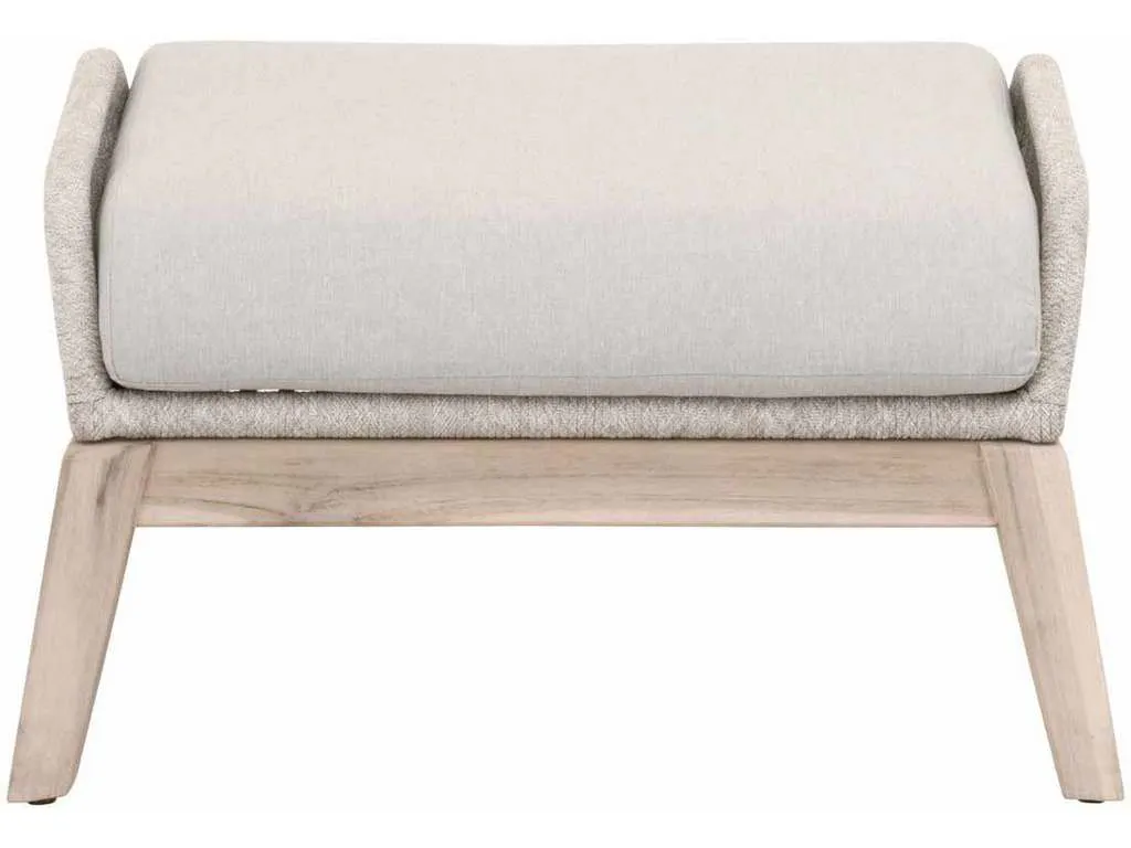 Essentials for Living 6817FS.WTA/PUM/GT  Loom Outdoor Footstool in Taupe and White Flat Rope Performance Pumice Gray Teak