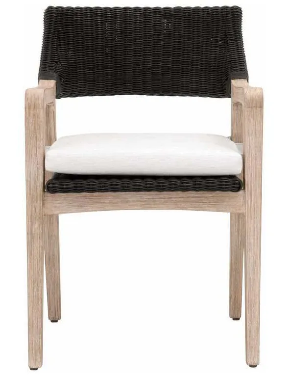 Essentials for Living 6810.BLR/WHT/NG Lucia Arm Chair in Black Rattan Performance White Speckle Natural Gray Mahogany Essentials for Living 6810.BLR/WHT/NG Lucia Arm Chair in Black Rattan Performance White Speckle Natural Gray Mahogany