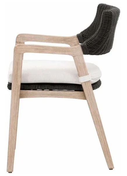 Essentials for Living 6810.BLR/WHT/NG Lucia Arm Chair in Black Rattan Performance White Speckle Natural Gray Mahogany Essentials for Living 6810.BLR/WHT/NG Lucia Arm Chair in Black Rattan Performance White Speckle Natural Gray Mahogany