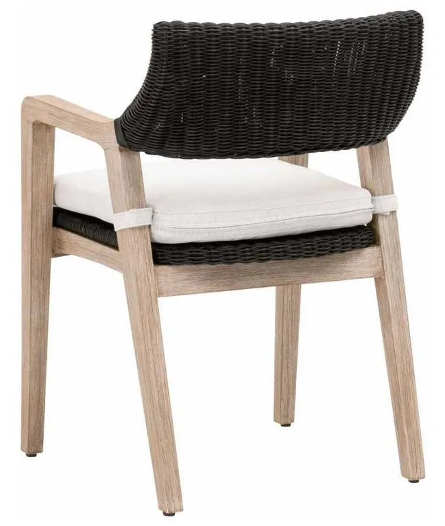 Essentials for Living 6810.BLR/WHT/NG Lucia Arm Chair in Black Rattan Performance White Speckle Natural Gray Mahogany Essentials for Living 6810.BLR/WHT/NG Lucia Arm Chair in Black Rattan Performance White Speckle Natural Gray Mahogany