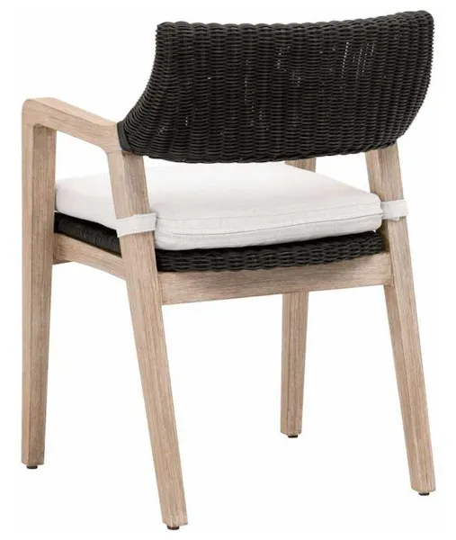 Essentials for Living 6810.BLR/WHT/NG Lucia Arm Chair in Black Rattan Performance White Speckle Natural Gray Mahogany Essentials for Living 6810.BLR/WHT/NG Lucia Arm Chair in Black Rattan Performance White Speckle Natural Gray Mahogany
