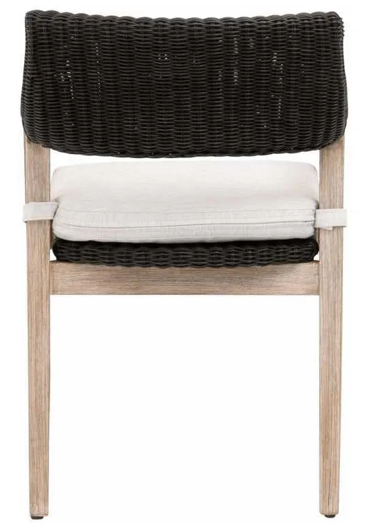 Essentials for Living 6810.BLR/WHT/NG Lucia Arm Chair in Black Rattan Performance White Speckle Natural Gray Mahogany Essentials for Living 6810.BLR/WHT/NG Lucia Arm Chair in Black Rattan Performance White Speckle Natural Gray Mahogany