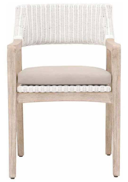 Essentials for Living 6810.WTR/LGRY/NG Lucia Arm Chair in White Rattan Light Gray Natural Gray Mahogany Essentials for Living 6810.WTR/LGRY/NG Lucia Arm Chair in White Rattan Light Gray Natural Gray Mahogany