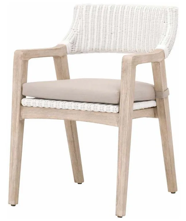 Essentials for Living 6810.WTR/LGRY/NG Lucia Arm Chair in White Rattan Light Gray Natural Gray Mahogany Essentials for Living 6810.WTR/LGRY/NG Lucia Arm Chair in White Rattan Light Gray Natural Gray Mahogany
