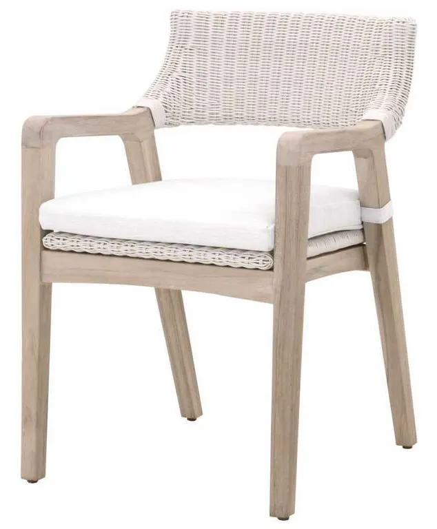 Essentials for Living 6810.PW/WHT/GT Lucia Outdoor Arm Chair in Pure White Synthetic Wicker Performance White Speckle Gray Teak Essentials for Living 6810.PW/WHT/GT Lucia Outdoor Arm Chair in Pure White Synthetic Wicker Performance White Speckle Gray Teak