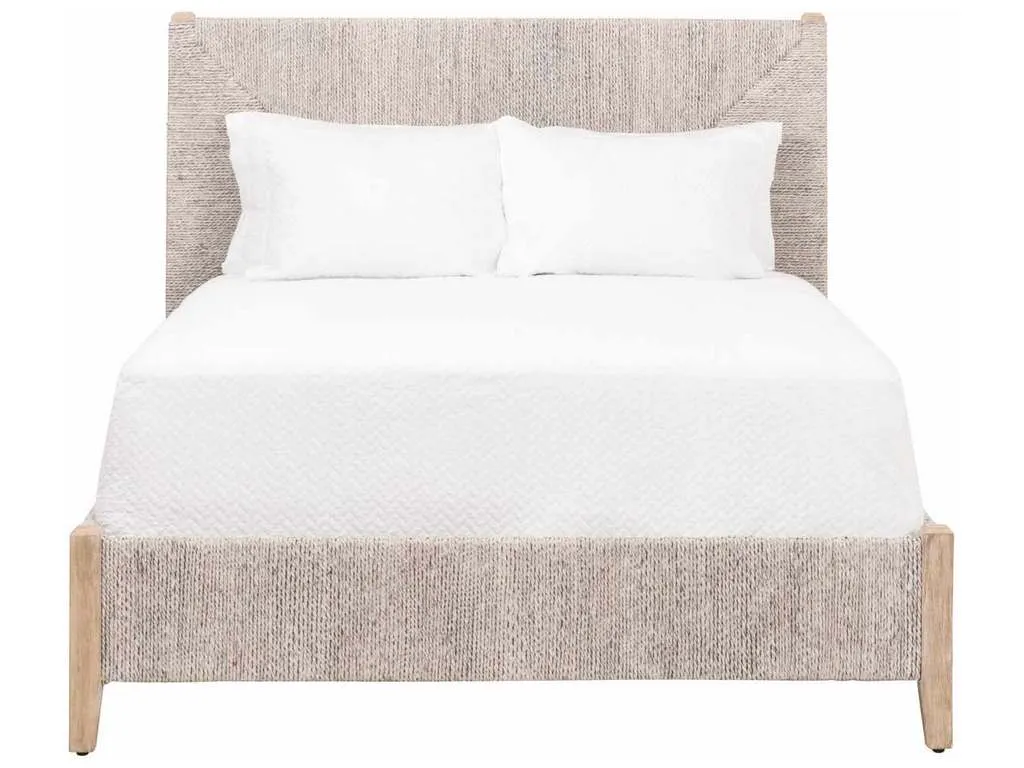 Essentials for Living 6895-3.WWA/NG Malay Standard King Bed in White Wash Abaca Rope Natural Gray Mahogany