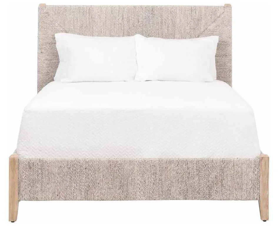 Essentials for Living 6895-1.WWA/NG Malay Queen Bed in White Wash Abaca Rope Natural Gray Mahogany Essentials for Living 6895-1.WWA/NG Malay Queen Bed in White Wash Abaca Rope Natural Gray Mahogany