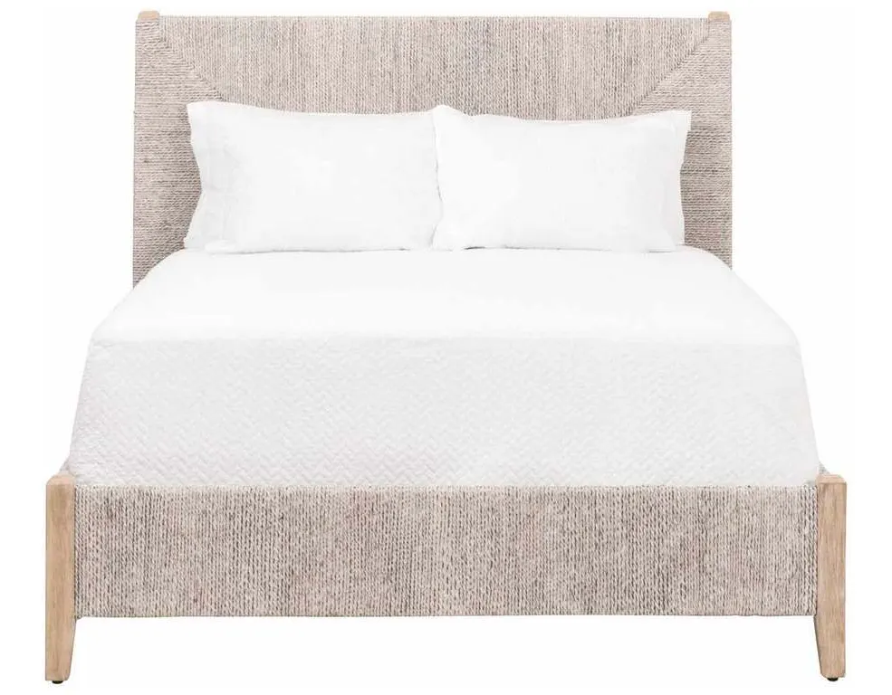 Essentials for Living 6895-1.WWA/NG Malay Queen Bed in White Wash Abaca Rope Natural Gray Mahogany Essentials for Living 6895-1.WWA/NG Malay Queen Bed in White Wash Abaca Rope Natural Gray Mahogany