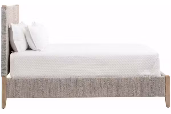Essentials for Living 6895-1.WWA/NG Malay Queen Bed in White Wash Abaca Rope Natural Gray Mahogany Essentials for Living 6895-1.WWA/NG Malay Queen Bed in White Wash Abaca Rope Natural Gray Mahogany