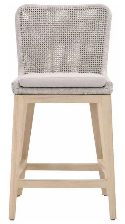 Essentials for Living 6853CS.WTA/PUM/GT Mesh Outdoor Counter Stool in Taupe and White Flat Rope Gray Teak Performance Pumice Essentials for Living 6853CS.WTA/PUM/GT Mesh Outdoor Counter Stool in Taupe and White Flat Rope Gray Teak Performance Pumice