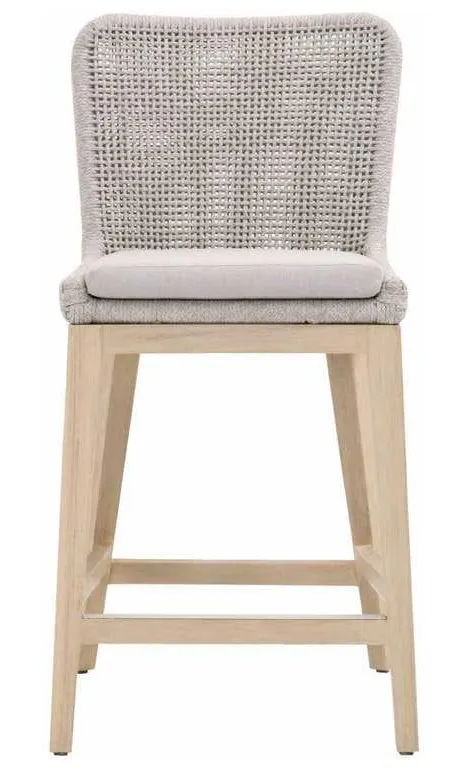 Essentials for Living 6853CS.WTA/PUM/GT Mesh Outdoor Counter Stool in Taupe and White Flat Rope Gray Teak Performance Pumice Essentials for Living 6853CS.WTA/PUM/GT Mesh Outdoor Counter Stool in Taupe and White Flat Rope Gray Teak Performance Pumice