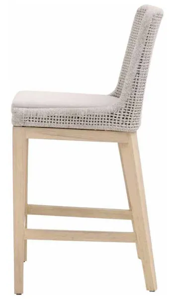 Essentials for Living 6853CS.WTA/PUM/GT Mesh Outdoor Counter Stool in Taupe and White Flat Rope Gray Teak Performance Pumice Essentials for Living 6853CS.WTA/PUM/GT Mesh Outdoor Counter Stool in Taupe and White Flat Rope Gray Teak Performance Pumice