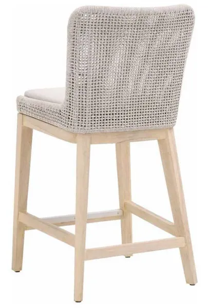 Essentials for Living 6853CS.WTA/PUM/GT Mesh Outdoor Counter Stool in Taupe and White Flat Rope Gray Teak Performance Pumice Essentials for Living 6853CS.WTA/PUM/GT Mesh Outdoor Counter Stool in Taupe and White Flat Rope Gray Teak Performance Pumice