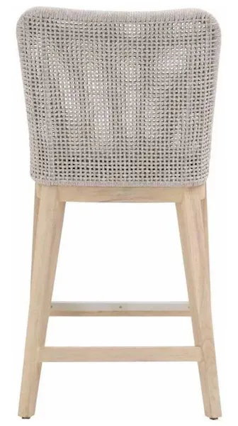 Essentials for Living 6853CS.WTA/PUM/GT Mesh Outdoor Counter Stool in Taupe and White Flat Rope Gray Teak Performance Pumice Essentials for Living 6853CS.WTA/PUM/GT Mesh Outdoor Counter Stool in Taupe and White Flat Rope Gray Teak Performance Pumice