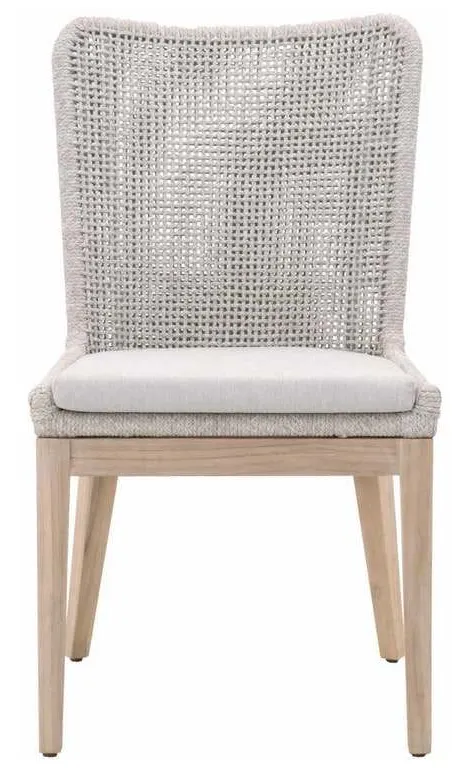 Essentials For Living 6854.WTA/PUM/GT Mesh Outdoor Dining Chair in Taupe and White Flat Rope Gray Teak Performance Pumice Essentials For Living 6854.WTA/PUM/GT Mesh Outdoor Dining Chair in Taupe and White Flat Rope Gray Teak Performance Pumice