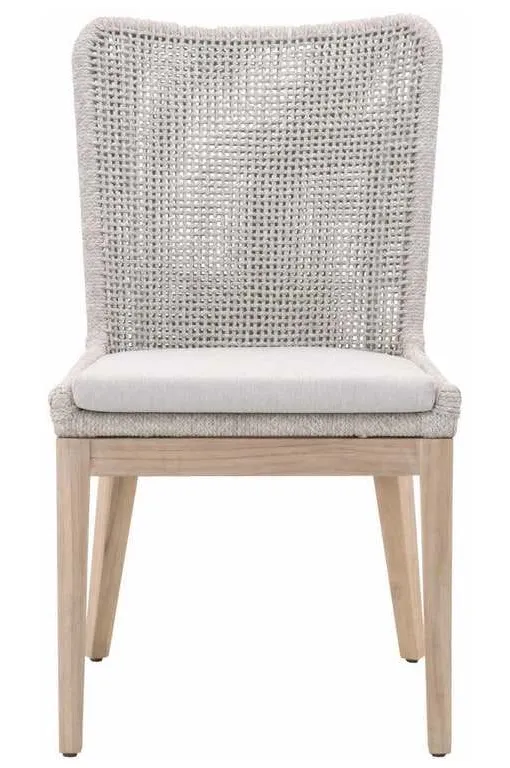 Essentials For Living 6854.WTA/PUM/GT Mesh Outdoor Dining Chair in Taupe and White Flat Rope Gray Teak Performance Pumice Essentials For Living 6854.WTA/PUM/GT Mesh Outdoor Dining Chair in Taupe and White Flat Rope Gray Teak Performance Pumice