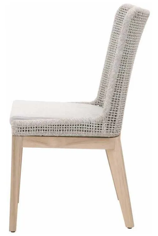 Essentials For Living 6854.WTA/PUM/GT Mesh Outdoor Dining Chair in Taupe and White Flat Rope Gray Teak Performance Pumice Essentials For Living 6854.WTA/PUM/GT Mesh Outdoor Dining Chair in Taupe and White Flat Rope Gray Teak Performance Pumice