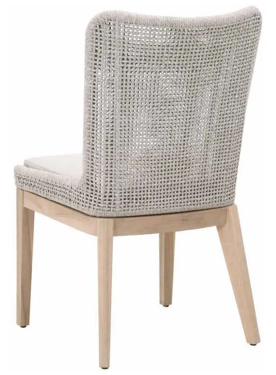 Essentials For Living 6854.WTA/PUM/GT Mesh Outdoor Dining Chair in Taupe and White Flat Rope Gray Teak Performance Pumice Essentials For Living 6854.WTA/PUM/GT Mesh Outdoor Dining Chair in Taupe and White Flat Rope Gray Teak Performance Pumice