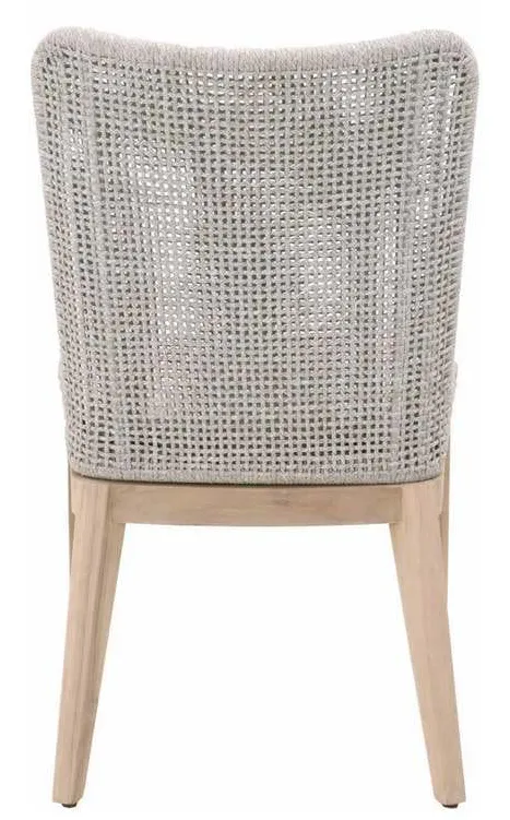 Essentials For Living 6854.WTA/PUM/GT Mesh Outdoor Dining Chair in Taupe and White Flat Rope Gray Teak Performance Pumice Essentials For Living 6854.WTA/PUM/GT Mesh Outdoor Dining Chair in Taupe and White Flat Rope Gray Teak Performance Pumice
