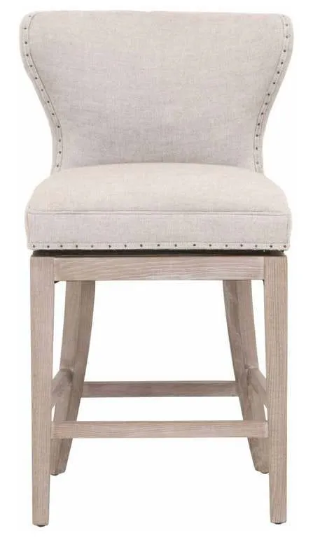 Essentials For Living 6421-CSUP.BIS-BT/NG Milton Swivel Counter Stool in Performance Bisque French Linen Natural Gray Ash Essentials For Living 6421-CSUP.BIS-BT/NG Milton Swivel Counter Stool in Performance Bisque French Linen Natural Gray Ash
