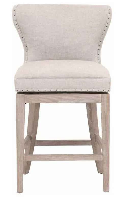 Essentials For Living 6421-CSUP.BIS-BT/NG Milton Swivel Counter Stool in Performance Bisque French Linen Natural Gray Ash Essentials For Living 6421-CSUP.BIS-BT/NG Milton Swivel Counter Stool in Performance Bisque French Linen Natural Gray Ash