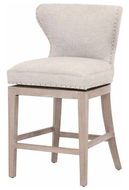 Essentials For Living 6421-CSUP.BIS-BT/NG Milton Swivel Counter Stool in Performance Bisque French Linen Natural Gray Ash Essentials For Living 6421-CSUP.BIS-BT/NG Milton Swivel Counter Stool in Performance Bisque French Linen Natural Gray Ash