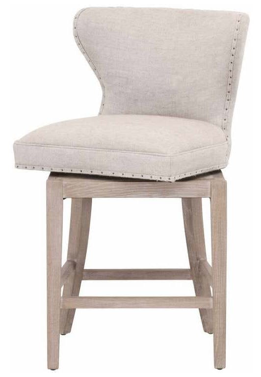 Essentials For Living 6421-CSUP.BIS-BT/NG Milton Swivel Counter Stool in Performance Bisque French Linen Natural Gray Ash Essentials For Living 6421-CSUP.BIS-BT/NG Milton Swivel Counter Stool in Performance Bisque French Linen Natural Gray Ash