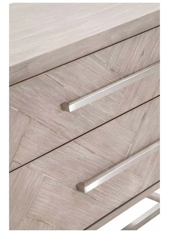 Essentials for Living 6048.NG Mosaic 2 Drawer Nightstand in Natural Gray Acacia Brushed Stainless Steel Essentials for Living 6048.NG Mosaic 2 Drawer Nightstand in Natural Gray Acacia Brushed Stainless Steel